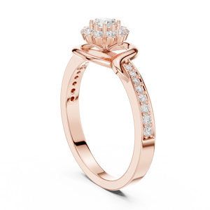 Anillo de Oro Rosa de Lujo con Halo de Piedras Redondas para Mujer, Anillo Infinito para Boda, Aniversario, Joyería de Moda, Regalo - Product Image 2