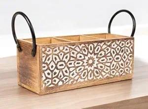Porte-couverts artisanal en bois de manguier de qualité supérieure pour le rangement de la vaisselle dans la cuisine, design unique, fabricant indien, offre en gros - Product Image 6