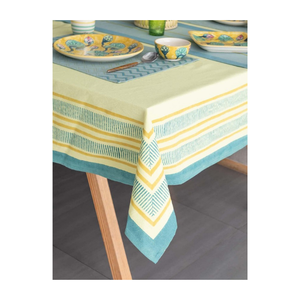 Blue Cotton <b>Table</b> <b>Cloth</b> Printed Dining <b>Table</b> Cover Custom Size Weight Eco Friendly Sustainable Indian Manufacturer OEM ODM - Product Image 4