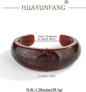 Pulseras y brazaletes para mujer, geométricos, de resina acrílica, acetato, con efecto marronado, pulsera llamativa, brazaletes coloridos para fiesta - Product Image 3