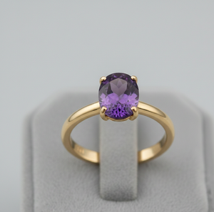 Anillo llamativo de amatista azul, plata de ley 925, chapado en oro de 18 quilates, anillo de cóctel, joyería de piedra de nacimiento de febrero, regalo para ella - Product Image 3