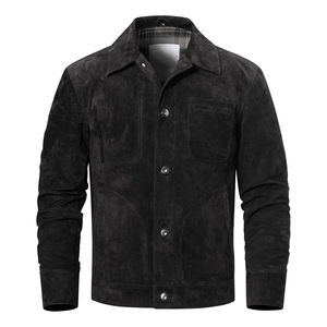 Chaqueta de Motociclista para Hombre, Negra, de Lona, Resistente al Viento, con Cuello Alto, Corte Regular, Color Sólido, Estilo Delgado, para Invierno - Product Image 3