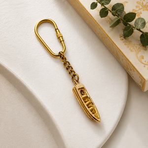 SHUBHAM Handmade Solid Brass Boat Keychain Vintage Mini Canoe <b>Key</b> <b>Ring</b> Decorative <b>Bag</b> Charm Gift - Product Image 1