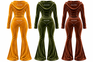 Custom Women Velvet <b>Tracksuit</b> Set 2 Piece Slim Fit Zip Up Hoodie and Flared Pants Luxury <b>Velour</b> Matching Outfit Manufacturer - Product Image 4
