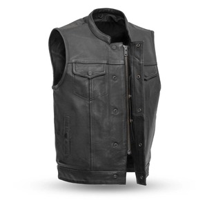Men's Casual Knit <b>Vest</b> Genuine Leather Shell Pockets Solid Color Windproof Outer Wear Men Leather <b>Vest</b> In Cheap Price - Product Image 5