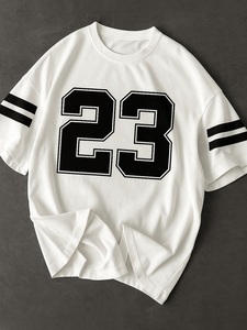 Camiseta Deportiva Unisex para Mujer con Estampado del Número 23, Corte Regular, Cuello Redondo, Manga Corta, Tejido Jersey Transpirable para Todas las Temporadas - Product Image 6
