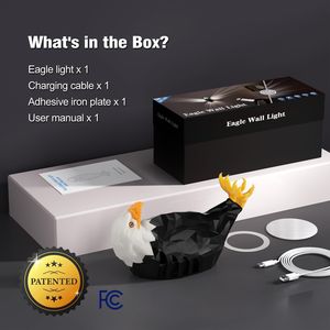 Lampada da Parete LED a Forma di Aquila Calva con Ricarica USB e Telecomando, Elegante Luce Decorativa Notturna - Product Image 2