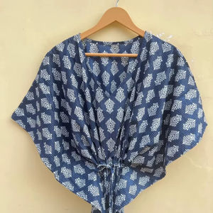 Vestido Kaftán Informal de Verano con Estampado Floral Tropical, sin Mangas, de Algodón, para Mujer, Playa, Islas del Pacífico, Rajasthan, Disponible - Product Image 1