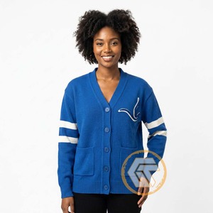 เสื้อคาร์ดิแกนคอวีแบบสวมใส่สบายสำหรับฤดูหนาว  ตกแต่งด้วยอะคริลิกปักลาย Zeta Phi Beta  ระบายอากาศได้ดี - Product Image 3