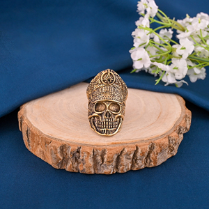 Anillos de Latón Chapados en Oro con Diseño de Calavera, Modernos y Unisex - Product Image 3