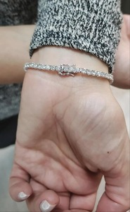 Pulsera de tenis de plata de ley 925 de calidad premium, chapada en oro rosa, con diamantes, cierre seguro, joyería brillante de alta calidad para - Product Image 3