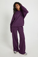 Ensemble survêtement décontracté pour femme : sweat à capuche violet oversize et pantalon large – Fournisseur de vêtements de mode personnalisés en gros
