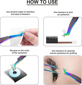 Pince à cils professionnelle design arc-en-ciel pour extensions de cils, haute précision, soin beauté, outils courbés en C pour volume. - Product Image 2