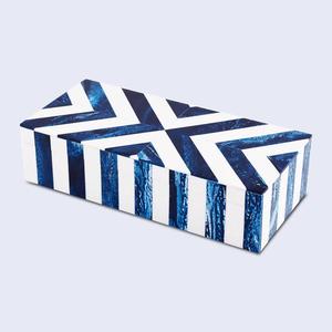 AL MALIK CRAFT AMC Rectangular Wooden Jewelry <b>Box</b> with Blue White <b>Floral</b> Inlay Pattern for Storage 0-1L Capacity - Product Image 2