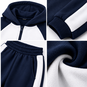 Conjunto Deportivo Personalizado para Niños de Dos Tonos, Sudadera con Cremallera y Pantalones Deportivos para Niños y Niñas, Ropa Deportiva de Felpa al por Mayor, OEM ODM - Product Image 4
