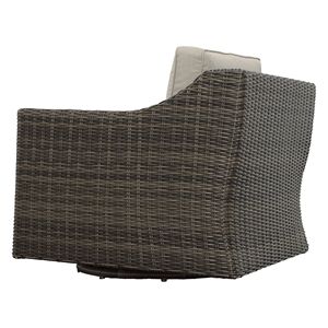 Chaise pivotante d'extérieur classique en osier demi-rond en résine rembourrée à 360 degrés pour des sièges confortables - Product Image 4