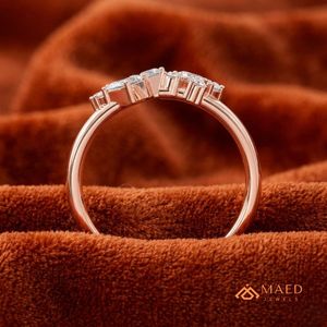 Moissanite <b>Ring</b> Emerald Cut Round Stone Open Band Rose Gold Plated 925 Sterling <b>Silver</b> <b>Statement</b> <b>Ring</b> Miami Chicago Fine Jewelry - Product Image 2