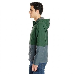 Men Green Grey Color Block Hooded Windbreaker <b>Jacket</b> Lightweight <b>Zip</b> <b>Up</b> Windproof Outdoor Casual Rain <b>Jacket</b> - Product Image 3