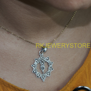 จี้เงินแท้ 925 ลายฉลุโบราณ งานแฮนด์เมด ลายดอกไม้แบบชนเผ่า แมนดาลา เครื่องประดับสำหรับทุกเพศ เป็นของขวัญสำหรับเธอ - Product Image 2