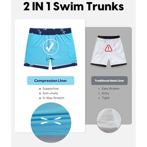 Short de bain pour homme Drain Sports, imprimé ancre marine, séchage rapide, anti-UV, taille mi-haute, avec cordon de serrage et poches - Product Image 3