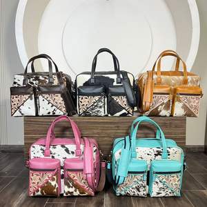 Bolsos de Almacenamiento de Cuero Vacuno con Múltiples Bolsillos, Elegantes Bolsos de Pañales de Cuero con Diseño Floral y Correa para el Hombro - Product Image 5