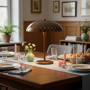 High End Brass <b>Table</b> <b>Lamp</b> with Heavy Round <b>Base</b> for Luxury Nightstand Lighting - Product Image 2