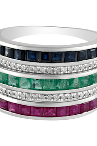 แหวนเพชรและทับทิม ไพลินสีน้ำเงิน มรกต เงินแท้ 92.5 รุ่น KLSR-10777 - Product Image 4