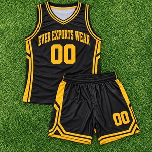 Ensemble de maillots de basket-ball athlétiques noir et jaune, uniforme d'équipe personnalisé, débardeur et short pour commandes en gros pour clubs - Product Image 4