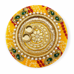 Plateau décoratif Gota Patti Tilak fait main pour la cérémonie de mariage, Roka, fiançailles, Haldi, Mehendi, festival, cadeau - Product Image 1