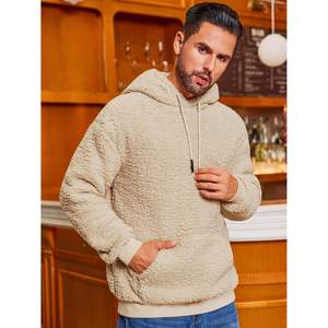 2025 <b>Men's</b> XS Fuzzy Sherpa Hoodie Long Sleeve Casual Pullover Winter <b>Sweatshirt</b> 3D Embroidery Solid Pattern Zipper-Up Style - Product Image 3