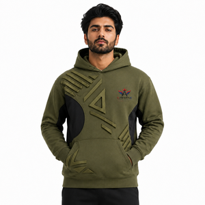 Sudadera con Capucha Oversize de Algodón Grueso con Estampado 3D en Relieve, Corte Holgado, Capucha con Cordón y Bolsillo Frontal - Product Image 1