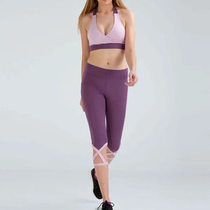   Leggings de cintura alta con aberturas en las rodillas y diseño cruzado, pantalones capri de yoga para mujer, ropa deportiva - Product Image 4