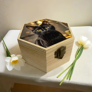 Custom Printed Wooden Pet Cremation <b>Urn</b> <b>Cat</b> and Dog Memorial Box Personalized Photo Keepsake Casket for Home Display - Product Image 2
