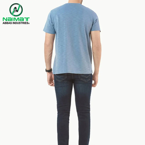เสื้อยืดคอกลมสีฟ้าอ่อนพรีเมียมสำหรับผู้ชาย ผ้าฝ้ายแท้ 100% เป็นมิตรกับสิ่งแวดล้อม ทรงปกติ สวมใส่สบาย เหมาะสำหรับตลาดอเมริกาและยุโรป - Product Image 4