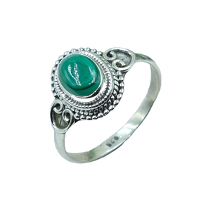 Bague en malachite naturelle, argent sterling 925, faite à la main, bijoux vintage de créateur, bague en pierre verte pour femmes, vente en gros - Product Image 1