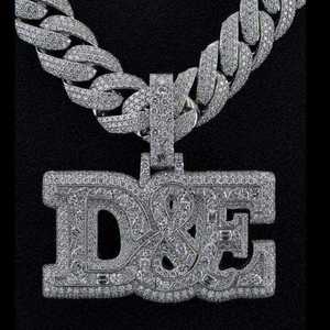 Ice Cubed Moissanite Letter Pendant Chain <b>Necklace</b> <b>Custom</b> <b>Name</b> Initial Jewelry for Men Women - Product Image 2