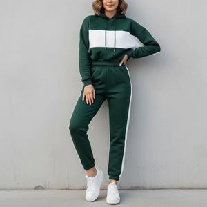 Conjunto Deportivo Personalizado con Logotipo para Mujer, Sudadera con Capucha y Pantalones Deportivos Unisex Color Gris Niebla, Conjunto Deportivo de Algodón Grueso para Correr - Product Image 1