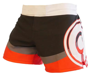 Men's Boxing Compression Shorts <b>Heat</b>-Transfer Printing Black Orange White Logo <b>Back</b> Athletic Fit 100% Polyester Moisture Adults - Product Image 4