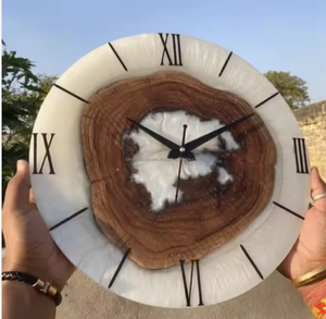 Horloge murale en bois et résine la plus élégante en résine époxy Meubles de salon Décoration de la maison Horloge murale - Product Image 3