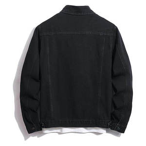 Chaqueta de Mezclilla Negra para Hombre, Estilo Casual, Cuello Camisero, Cierre de Botón, Algodón Lavado, Corte Regular, Estilo Otoñal - Product Image 2