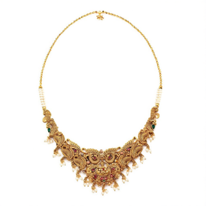Juego de Collar Chapado en Oro Estilo Templo Jewelemarket Heritage con Piedra Pota Fina y Perlas de Imitación para Ocasiones Nupciales - 10575464PGR - Product Image 2