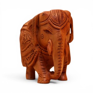 Figurine d'éléphant en bois artisanale |   Statue d'éléphant sculptée décorative |   Décoration de table artisanale en bois pour la maison, Diwali, mariage - Product Image 3