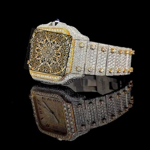 Reloj de Cuarzo con Diamantes Cuadrados de Lujo AMBER JEWELS, Caja Plateada de 46 mm, Números Romanos, Movimiento Analógico Citizen, Resistente al Agua 3BAR, Unisex - Product Image 3