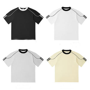 เสื้อยืดสตรีทแวร์ไซส์ใหญ่สำหรับผู้ชาย เสื้อยืดคอกลมแขนสั้นผ้าฝ้ายเปล่า รับสกรีนโลโก้ เสื้อยืดลำลองสไตล์ฮิปฮอปเนื้อผ้าหนาสำหรับผู้ชาย - Product Image 6
