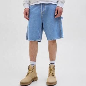 Pantalones Cortos de Mezclilla para Hombre, Lavado Oscuro, Corte Recto, Cintura Media, Casuales, para Verano, Tejido de Algodón, con Bolsillos - Product Image 4