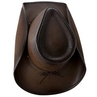 Chapeau de cowboy western en cuir marron de qualité supérieure, unisexe, pour l'équitation en plein air, chapeau de cowgirl et de cow-boy tendance