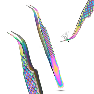 New Design eyelash extension tweezers fiber tip curved Fiber tip lash Tweezers stainless steel Curved Isolation Volume Tweezer - Product Image 1