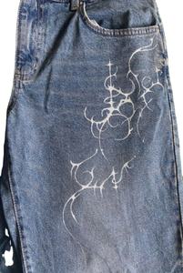 Custom Made High Waist Hip Hop Denim Jeans Acid Wash Laser Print Digital Print Distress Embroidered Water Print - Product Image 5