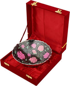 Bol sur pied en laiton moderne personnalisé, artisanat en métal émaillé, élégant, abstrait, panier à fruits, entrée, noix, cadeau de pendaison de crémaillère - Product Image 4