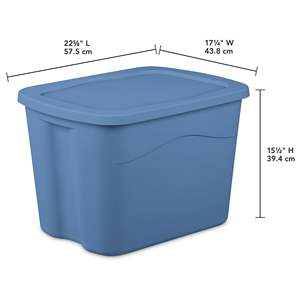 1 bac de rangement en plastique bleu clair de 18 gallons avec couvercle à clipser, modèle D0100XF7YMG - Product Image 2